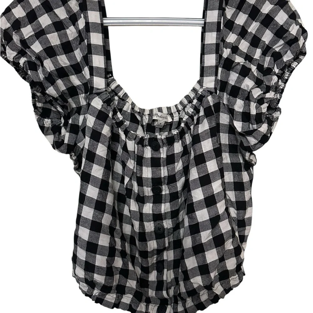 EUC Madewell Black and White Checkered Blouse